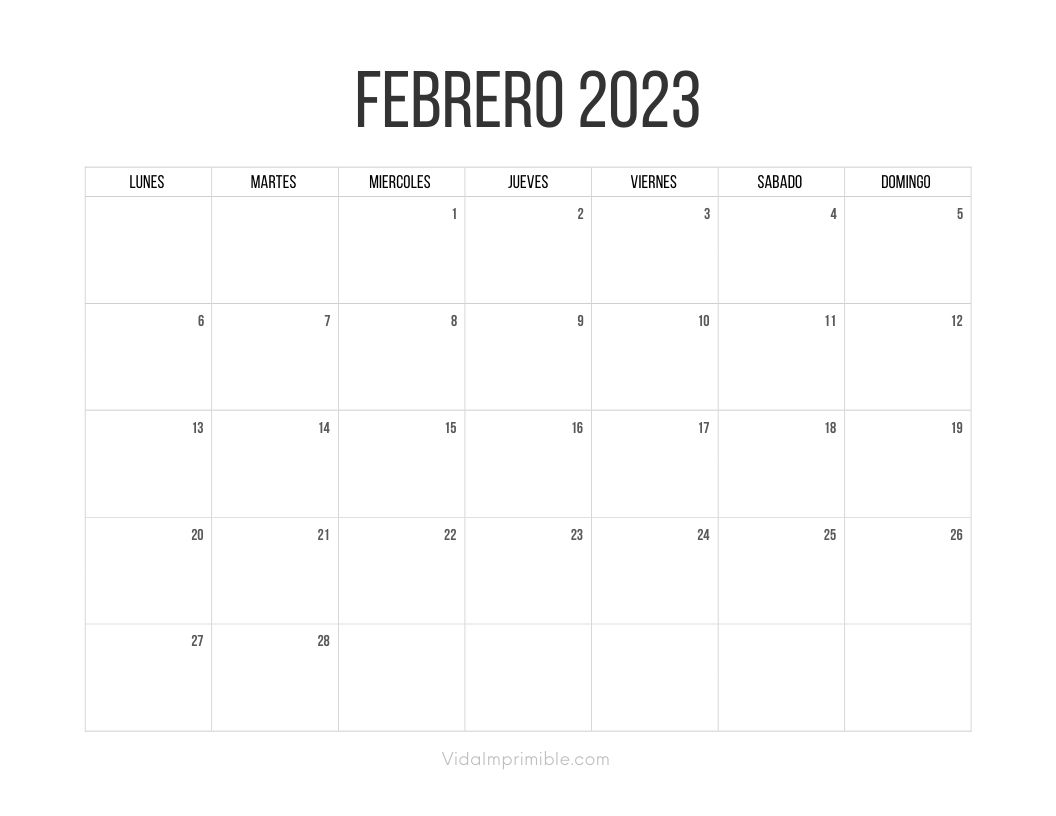 Calendario 2023 Minimalista 12 Meses Vida Imprimible