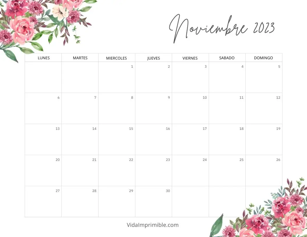 Lindos Calendario Dise O Flores Vida Imprimible