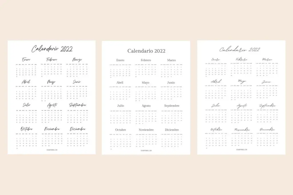 3 Calendarios Annuales 2022 Imprimibles
