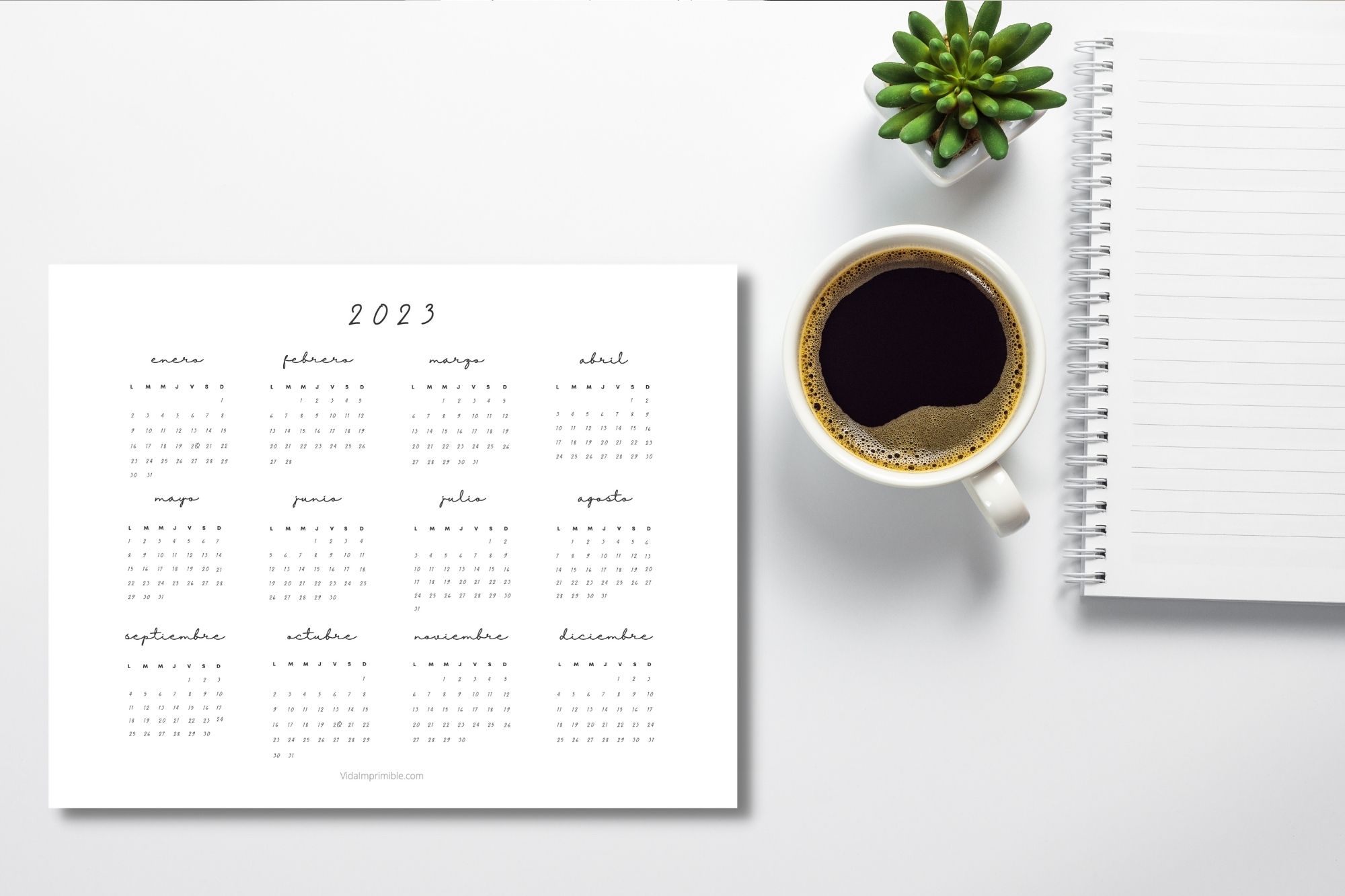 calendario 2023 minimalista