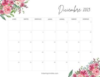 Lindos Calendario 2023 diseño Flores | Vida Imprimible