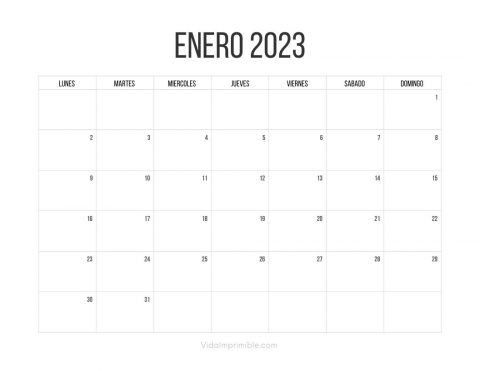 Calendario 2023 Minimalista (12 Meses) | Vida Imprimible