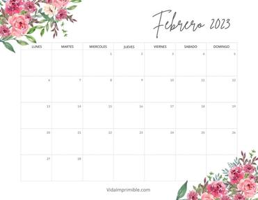 calendario 2023 febrero lindo