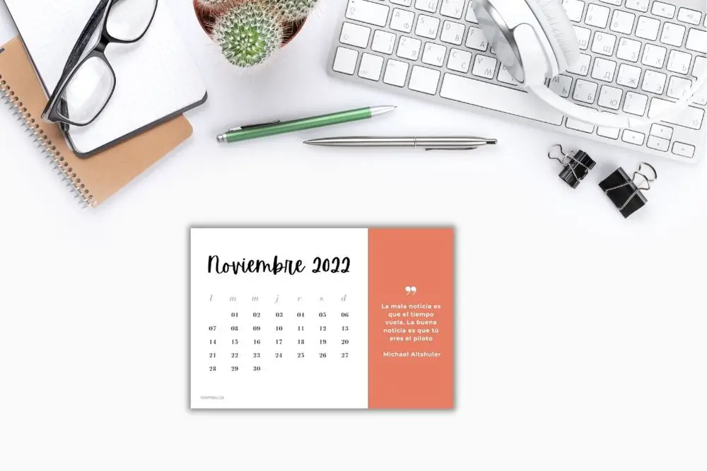 Calendario Noviembre 2022 con frase