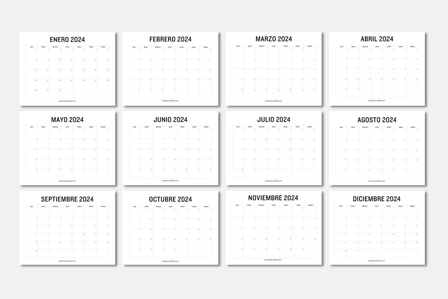 Calendarios 2024 Para Imprimir Diseño Minimalista Vida Imprimible