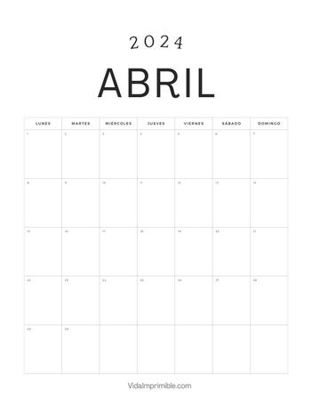 calendario vertical simple de 2024 años en español, calendario