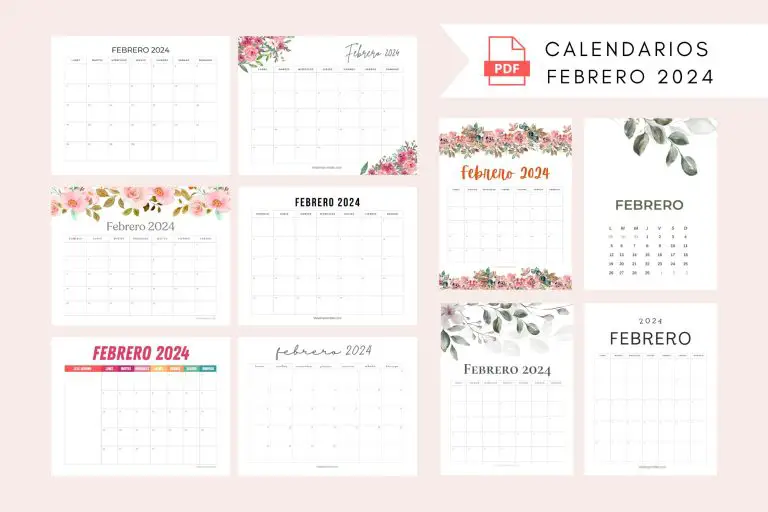 10+ PDF Calendarios de Febrero 2024 para Imprimir
