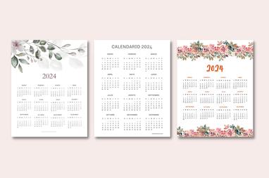 Calendarios imprimibles gratis - Encabezado floral 2024