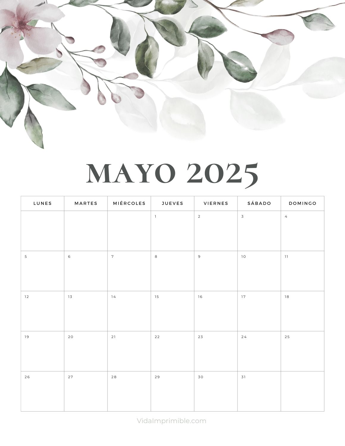 Calendarios 2025 Dise O Hojas Inicio De Semana Lunes Vida Imprimible Calendario Mayo Hojas 2025